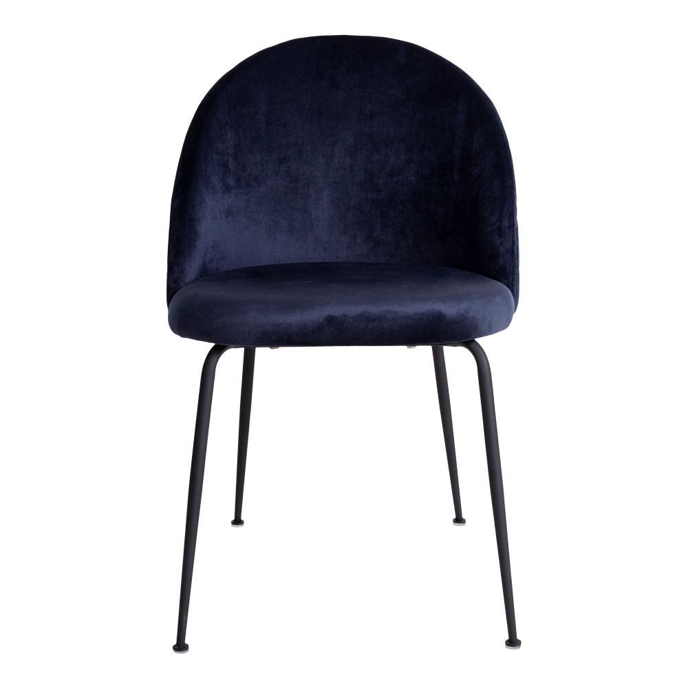Geneve Spisebordsstol - Blå Velour m sorte ben